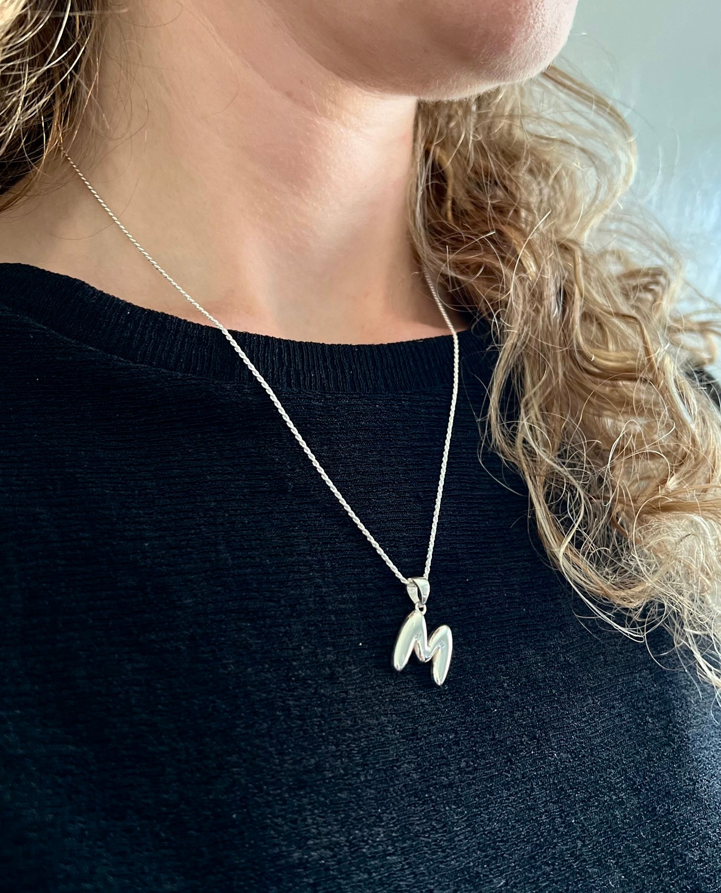 Chunky Bubble Initial Necklace - Everyday Jewelry - Personalized Initial Pendants - Dainty All Day Wear - Nickel Free & Anti-Tarnish