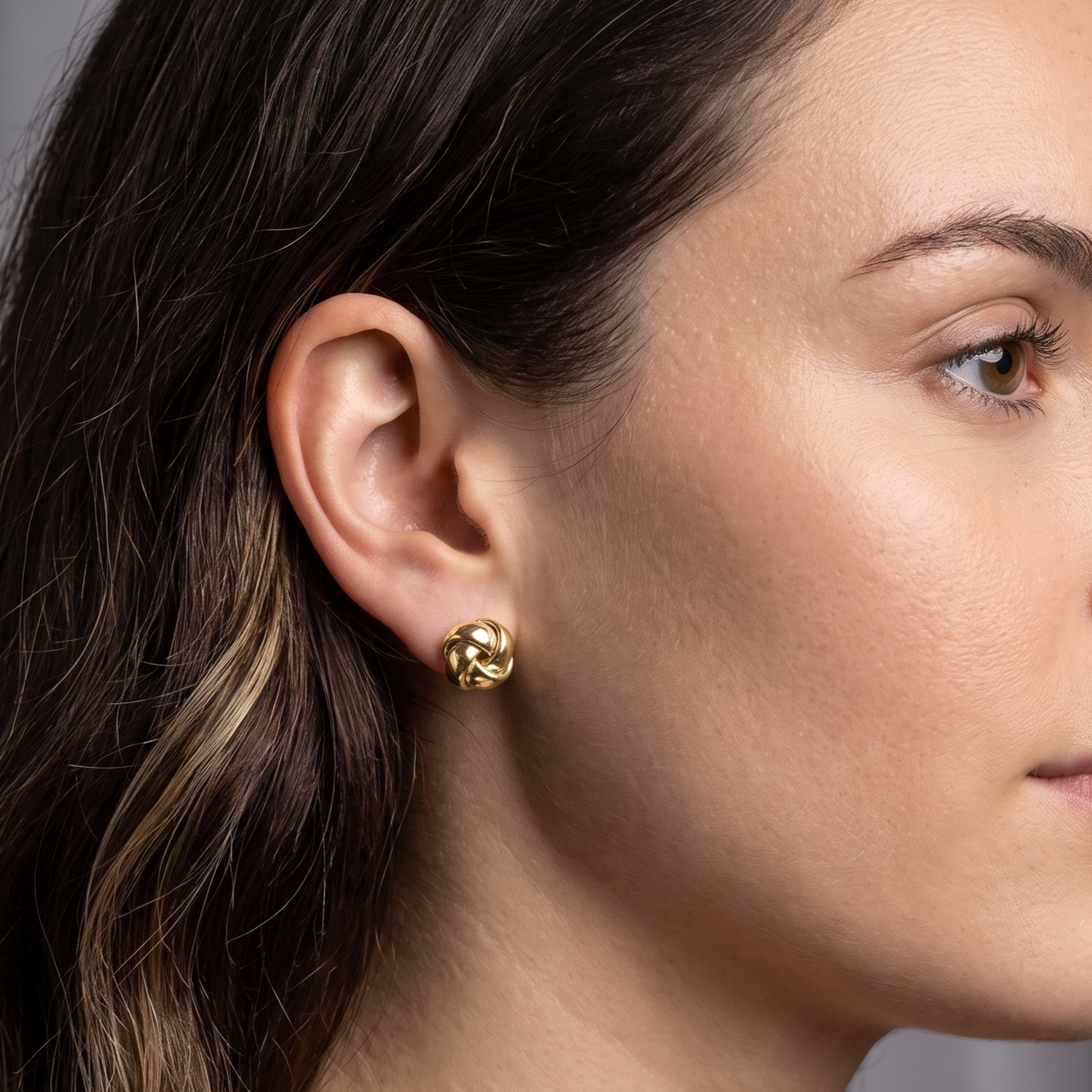 Solid 925 Sterling Silver Love Knot Stud Earrings, 14K Gold Plated Woven Infinity Loop Post Earrings for Women, Dainty Eternity Studs
