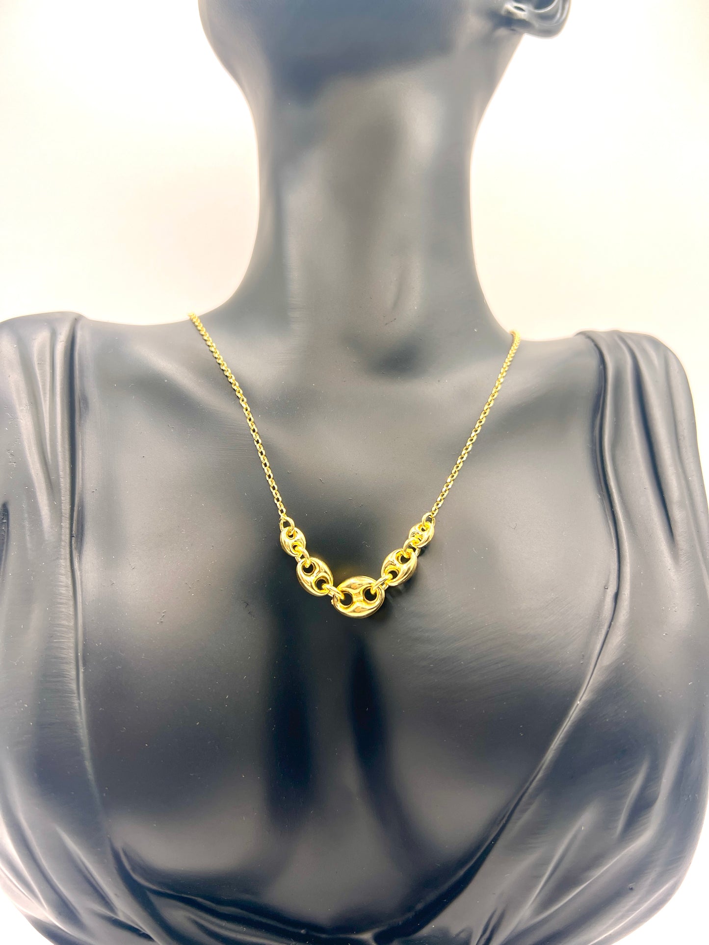 925 Sterling Silver Puffed Mariner Necklace Gold or Rhodium Plated Anchor Link Chain • Graduated Puff Link Choker Minimalist Statement Gift