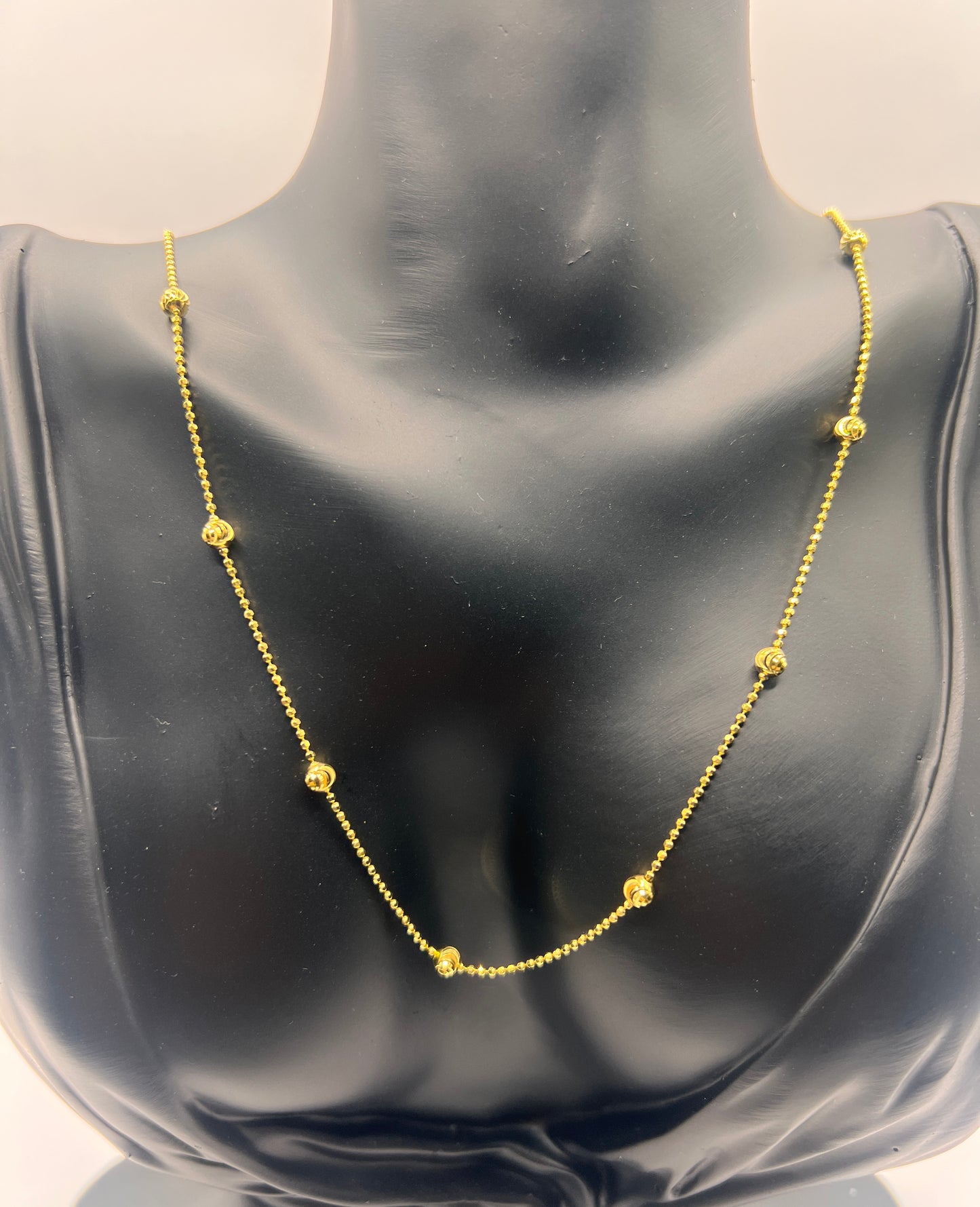 Solid 925 Sterling Silver Moon Cut Bead Chain, Alternating Ball Necklace for Men and Women, 14K Gold Plated or Rhodium Finished