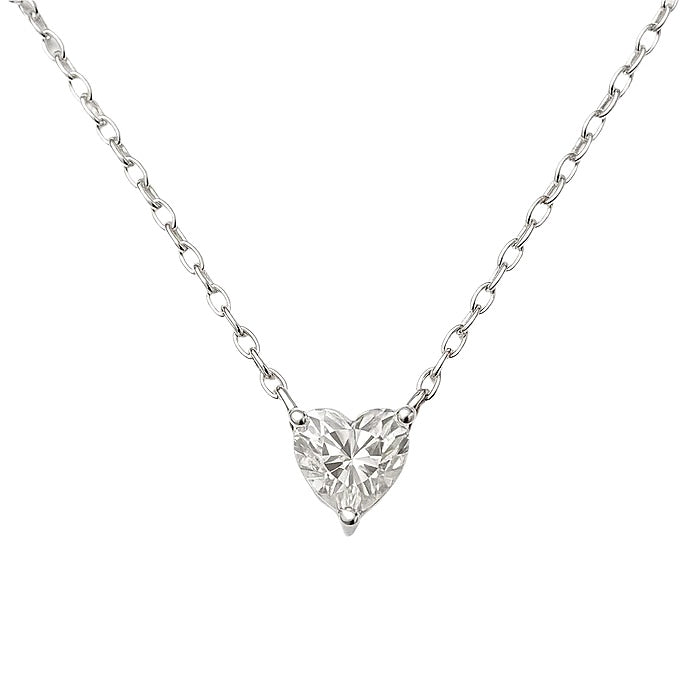 Sterling Silver Heart Moissanite Solitaire Necklace, GRA Certified