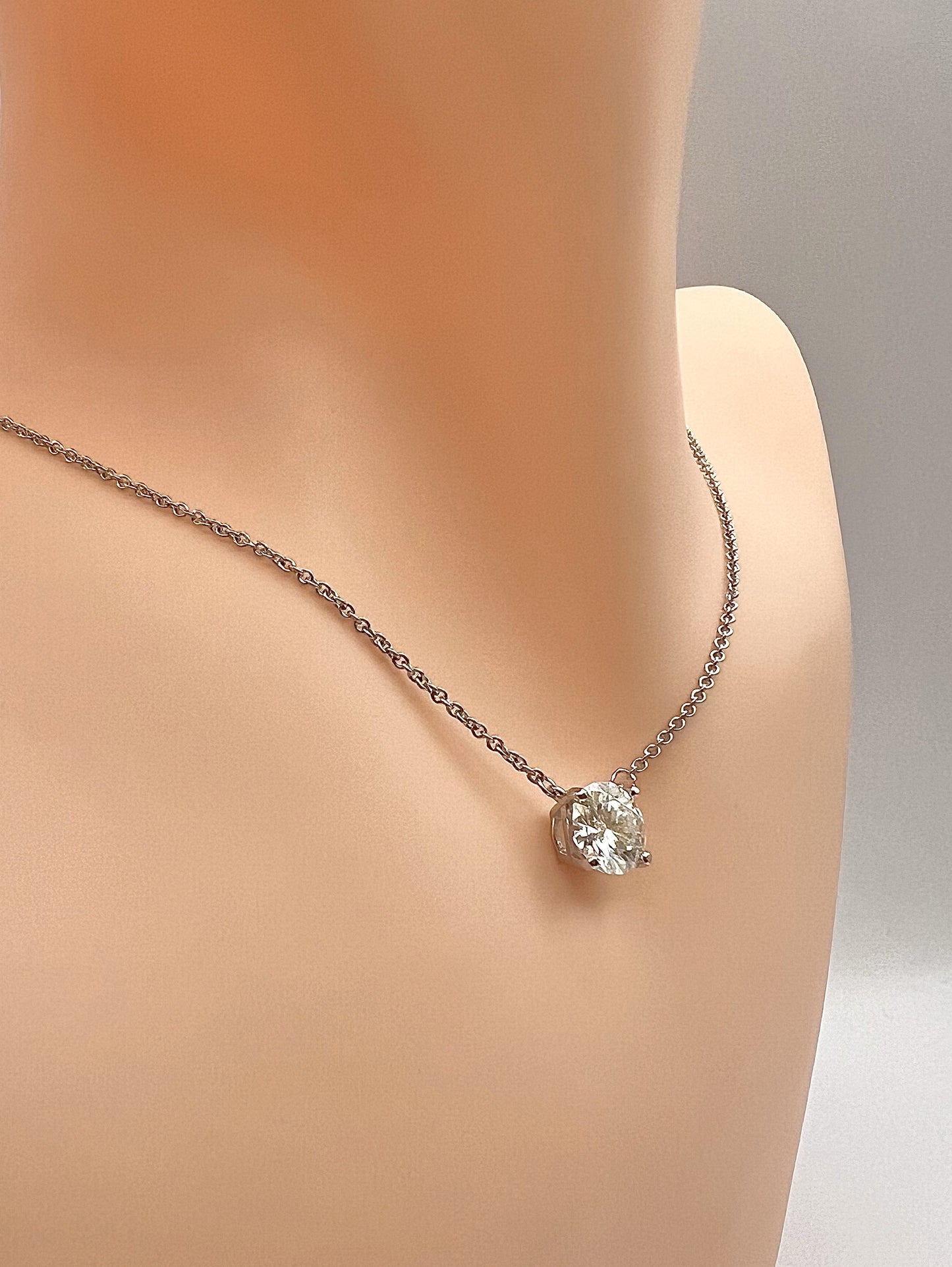 Sterling Silver Round Moissanite Solitaire Necklace – GRA Certified