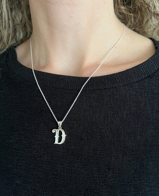 Uptown Thief Initial Necklace - Cursive Style High Polish Initials - 925 Sterling Silver - Everyday Wear - Nickel Free & Anti-Tarnish