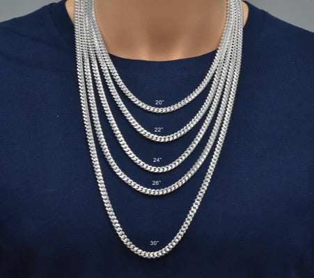 Solid 925 Sterling Silver Cuban Link Necklace, Miami Cuban Link Chain for Men & Women, Premium Heavy Duty Statement Chain with Lobster Clasp