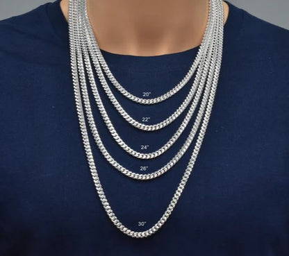 Solid 925 Sterling Silver Cuban Link Necklace, Miami Cuban Link Chain for Men & Women, Premium Heavy Duty Statement Chain with Lobster Clasp