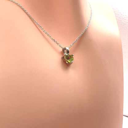 Solid 14K Gold Heart Birthstone Pendant, 925 Sterling Silver 4mm Small Dainty Charm Necklace for Women, Personalized Gift for Her Stackable