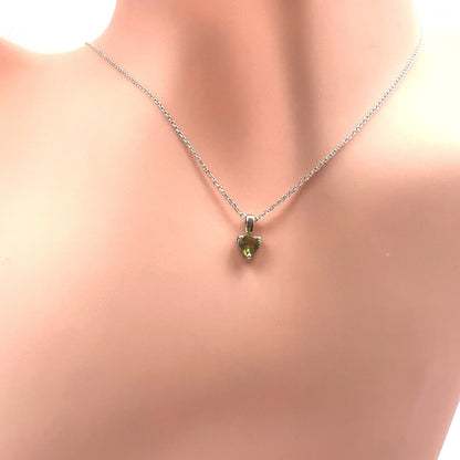 Solid 14K Gold Heart Birthstone Pendant, 925 Sterling Silver 4mm Small Dainty Charm Necklace for Women, Personalized Gift for Her Stackable