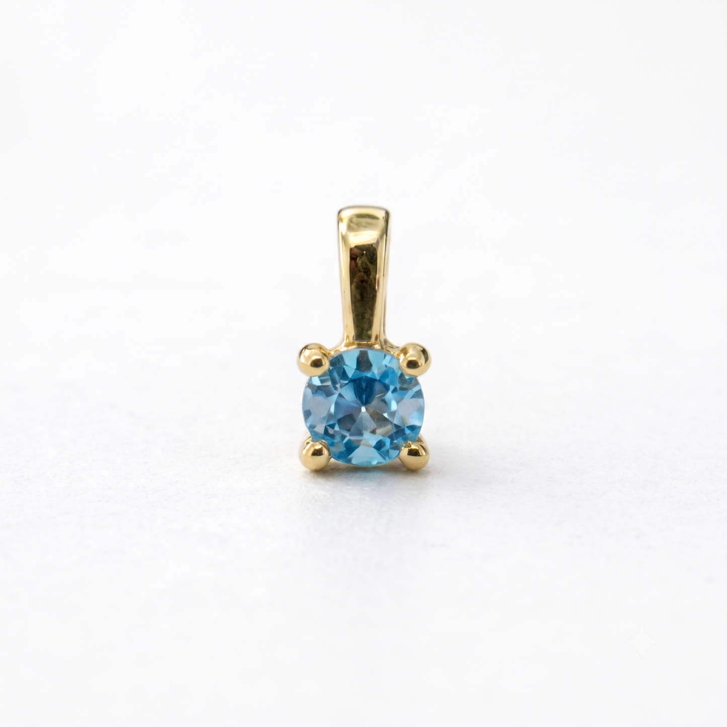 Solid 14K Gold Birthstone Necklace, 4mm Small Dainty Round Crystal Charm Pendant for Women, Personalized Real Gold Gift for Her Stackable