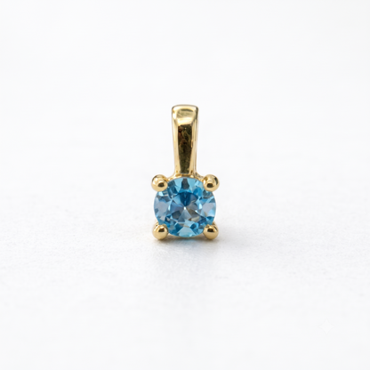 Solid 14K Gold Birthstone Necklace, 4mm Small Dainty Round Crystal Charm Pendant for Women, Personalized Real Gold Gift for Her Stackable
