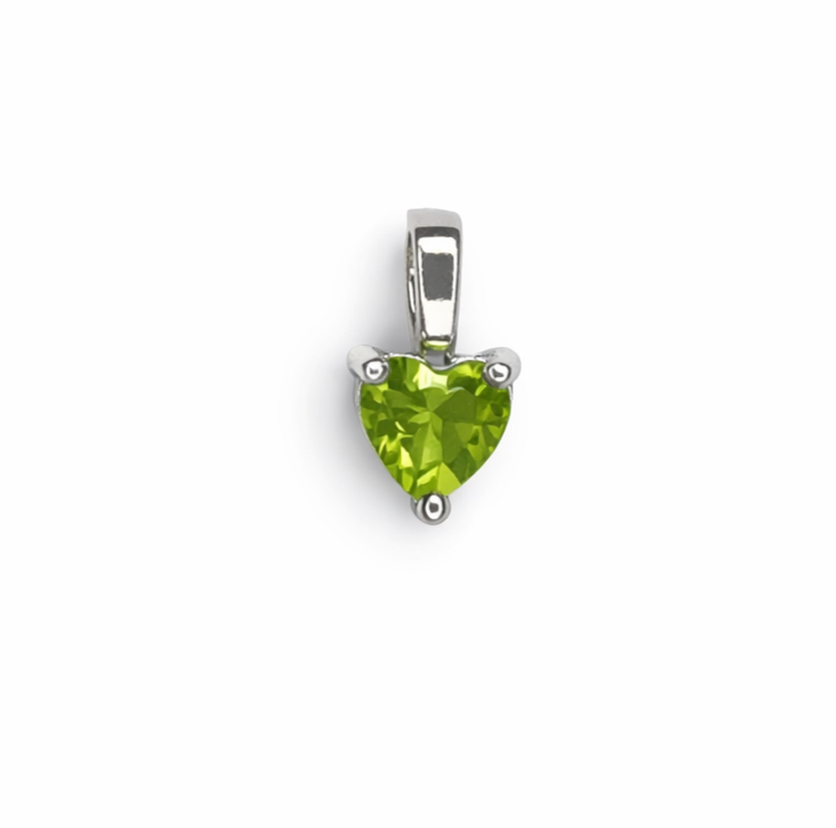 Solid 14K Gold Heart Birthstone Pendant, 925 Sterling Silver 4mm Small Dainty Charm Necklace for Women, Personalized Gift for Her Stackable