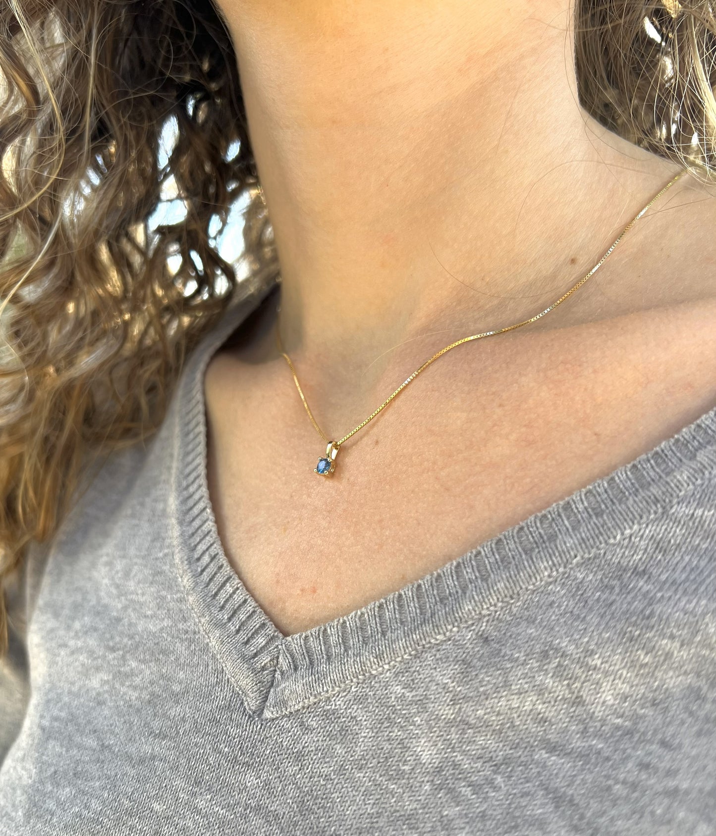 Solid 14K Gold Birthstone Necklace, 4mm Small Dainty Round Crystal Charm Pendant for Women, Personalized Real Gold Gift for Her Stackable