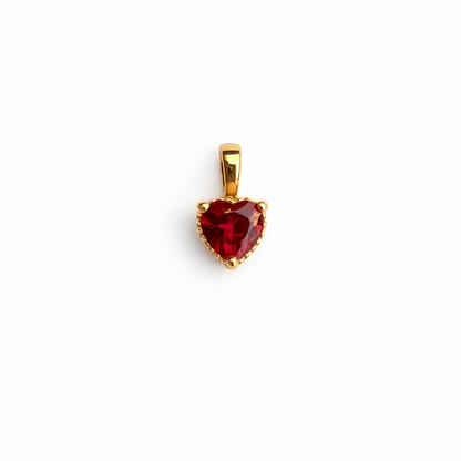 Solid 14K Gold Heart Birthstone Pendant, 925 Sterling Silver 5mm Grain Fancy Beaded Charm Necklace, Personalized Gift for Her Stackable