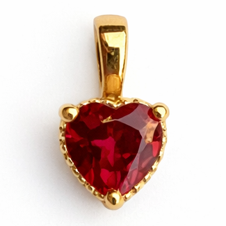 Solid 14K Gold Heart Birthstone Pendant, 925 Sterling Silver 5mm Grain Fancy Beaded Charm Necklace, Personalized Gift for Her Stackable