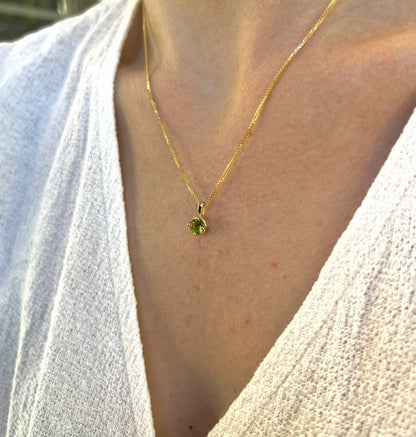 Solid 14K Gold Birthstone Pendant, 5mm Small Dainty Round Milgrain Beaded Charm for Women, Personalized Real Gold Birthday Gift for Her Stackable