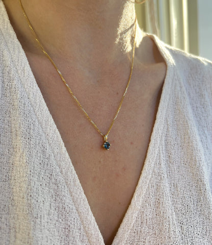 Solid 14K Gold Birthstone Pendant, 5mm Small Dainty Round Crystal Solitaire Charm for Women, Personalized Real Gold Birthday Gift for Her Stackable