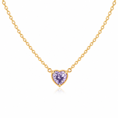 Solid 14K Gold Heart Birthstone Necklace, 925 Sterling Silver 5mm Grain Fancy Beaded Charm Pendant, Personalized Birthday Gift for Her