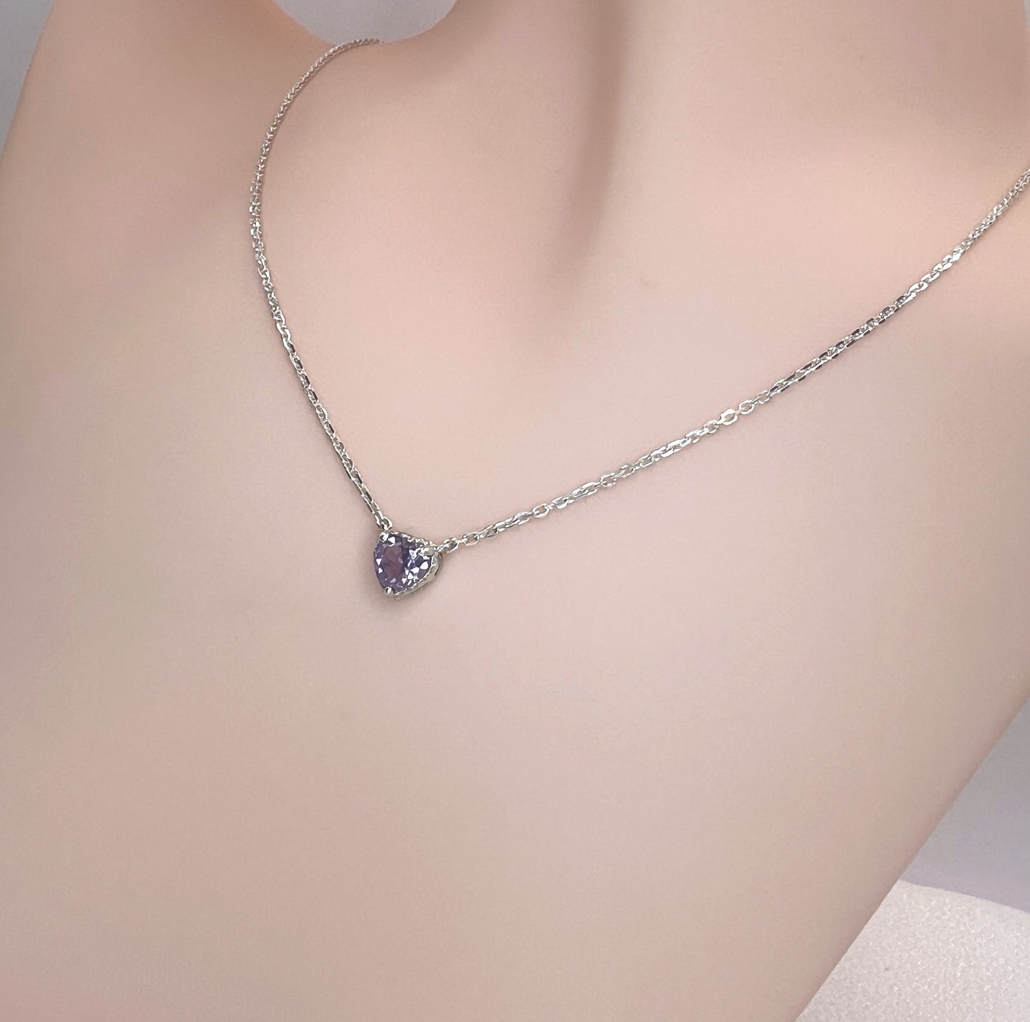 Solid 14K Gold Heart Birthstone Necklace, 925 Sterling Silver 5mm Grain Fancy Beaded Charm Pendant, Personalized Birthday Gift for Her