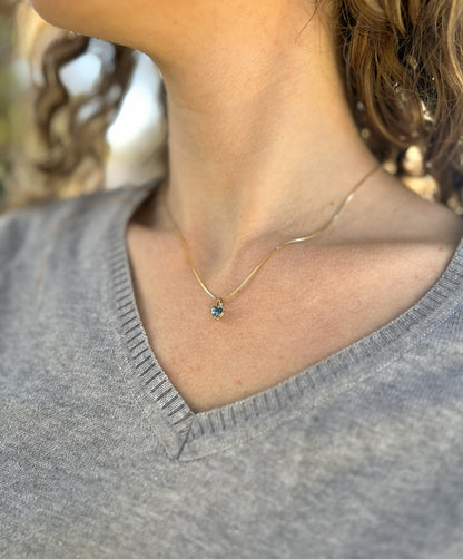 Solid 14K Gold Heart Birthstone Pendant, 925 Sterling Silver 5mm Dainty Love Charm Necklace for Women, Personalized Gift for Her Stackable