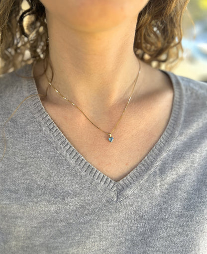 Solid 14K Gold Heart Birthstone Pendant, 925 Sterling Silver 5mm Dainty Love Charm Necklace for Women, Personalized Gift for Her Stackable