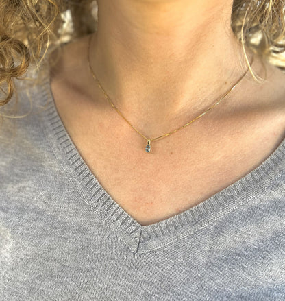Solid 14K Gold Oval Birthstone Necklace, 925 Sterling Silver 5mm Dainty Solitaire Charm Pendant Personalized Real Gold Birthday Gift for Her
