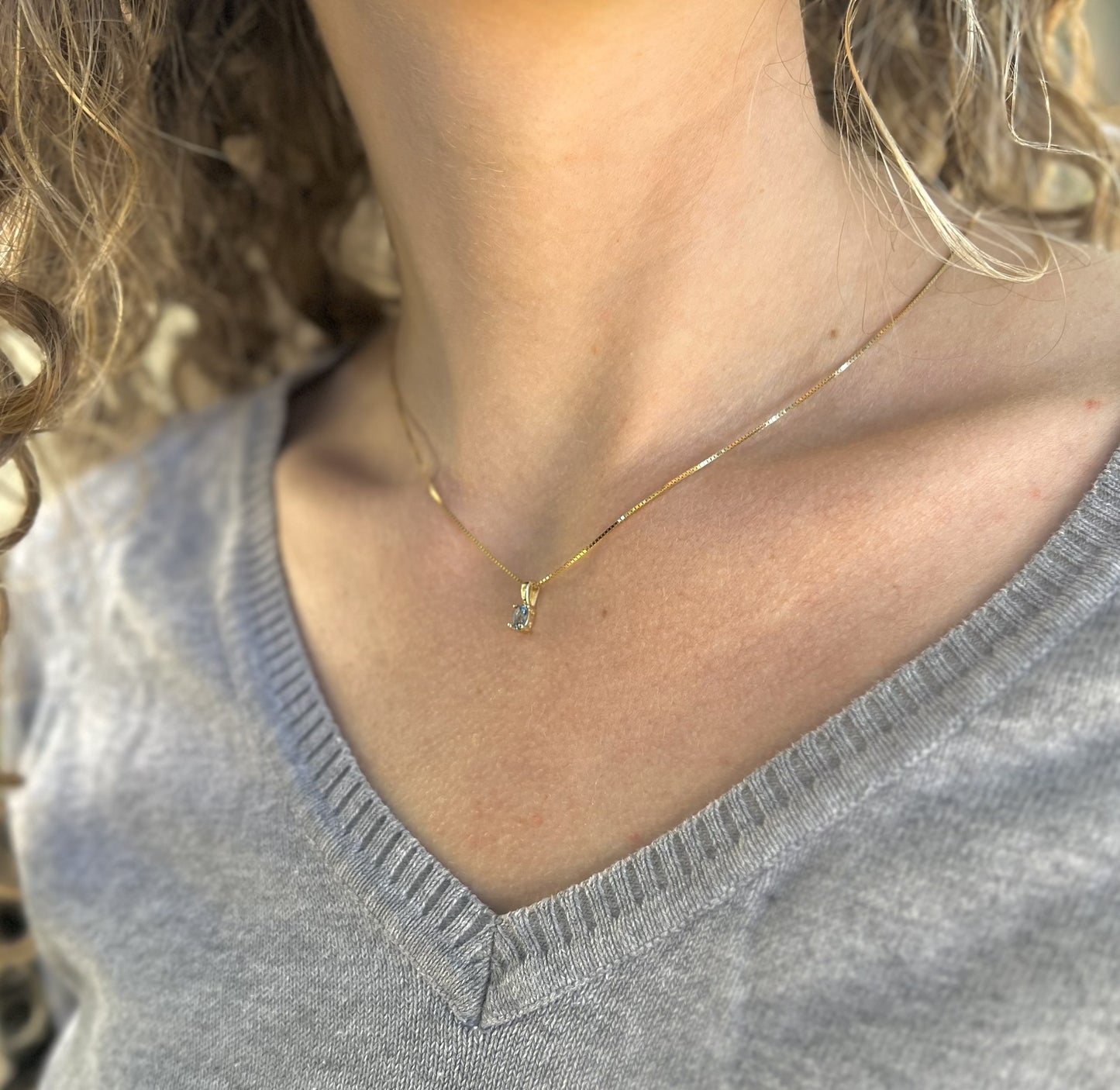 Solid 14K Gold Oval Birthstone Necklace, 925 Sterling Silver 5mm Dainty Solitaire Charm Pendant Personalized Real Gold Birthday Gift for Her