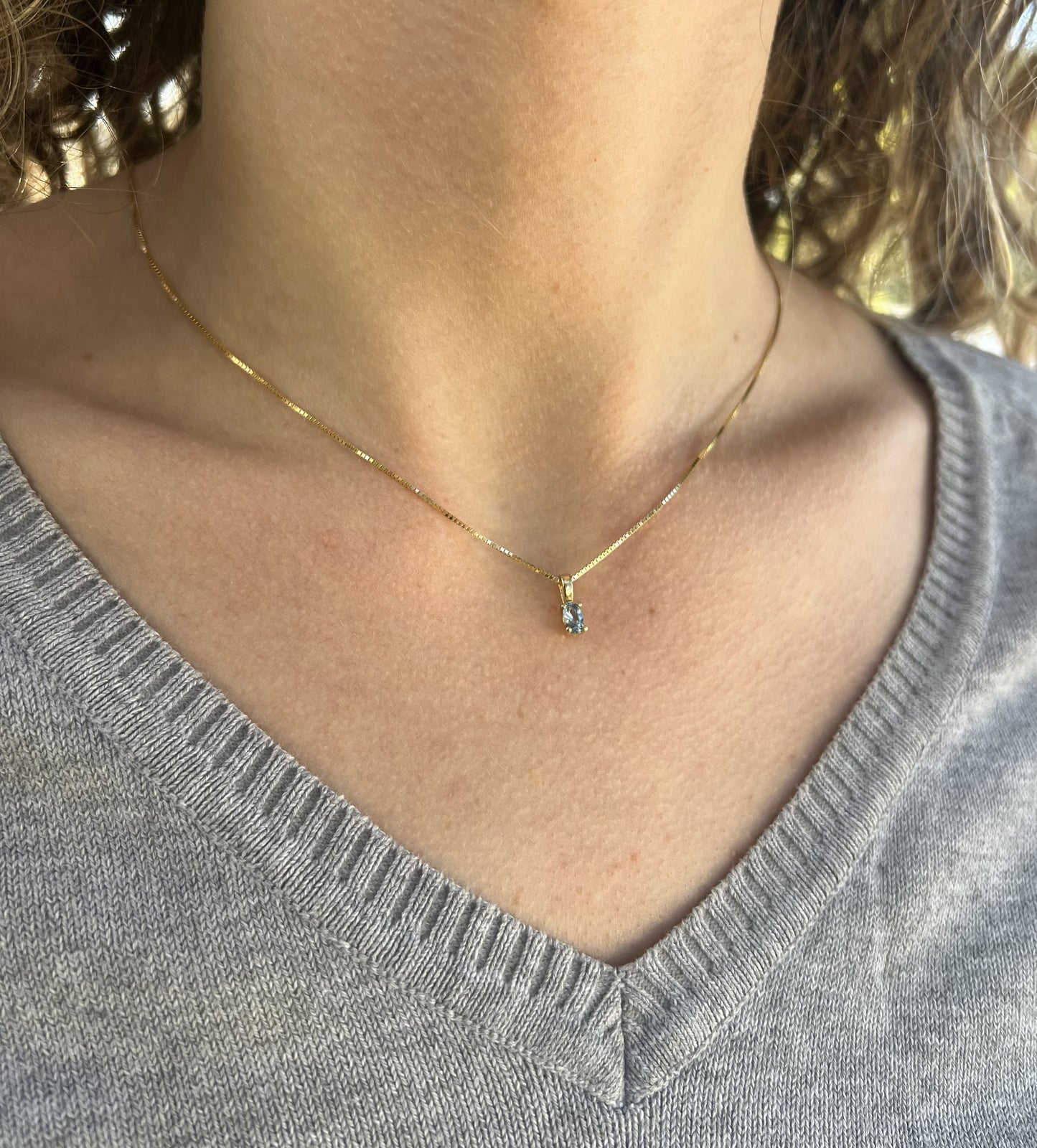 Solid 14K Gold Oval Birthstone Necklace, 925 Sterling Silver 5mm Dainty Solitaire Charm Pendant Personalized Real Gold Birthday Gift for Her