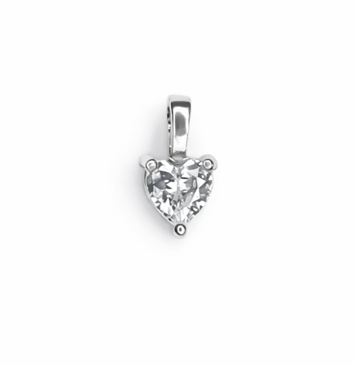 Solid 14K Gold Heart Birthstone Pendant, 925 Sterling Silver 5mm Dainty Love Charm Necklace for Women, Personalized Gift for Her Stackable
