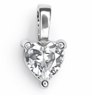 Solid 14K Gold Heart Birthstone Pendant, 925 Sterling Silver 5mm Dainty Love Charm Necklace for Women, Personalized Gift for Her Stackable