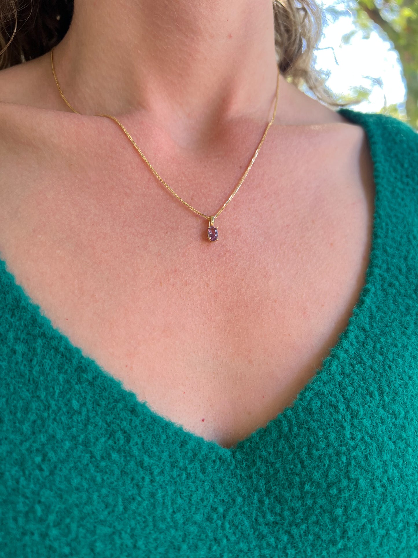 Solid 14K Gold Oval Birthstone Necklace, 925 Sterling Silver 5mm Dainty Solitaire Charm Pendant Personalized Real Gold Birthday Gift for Her