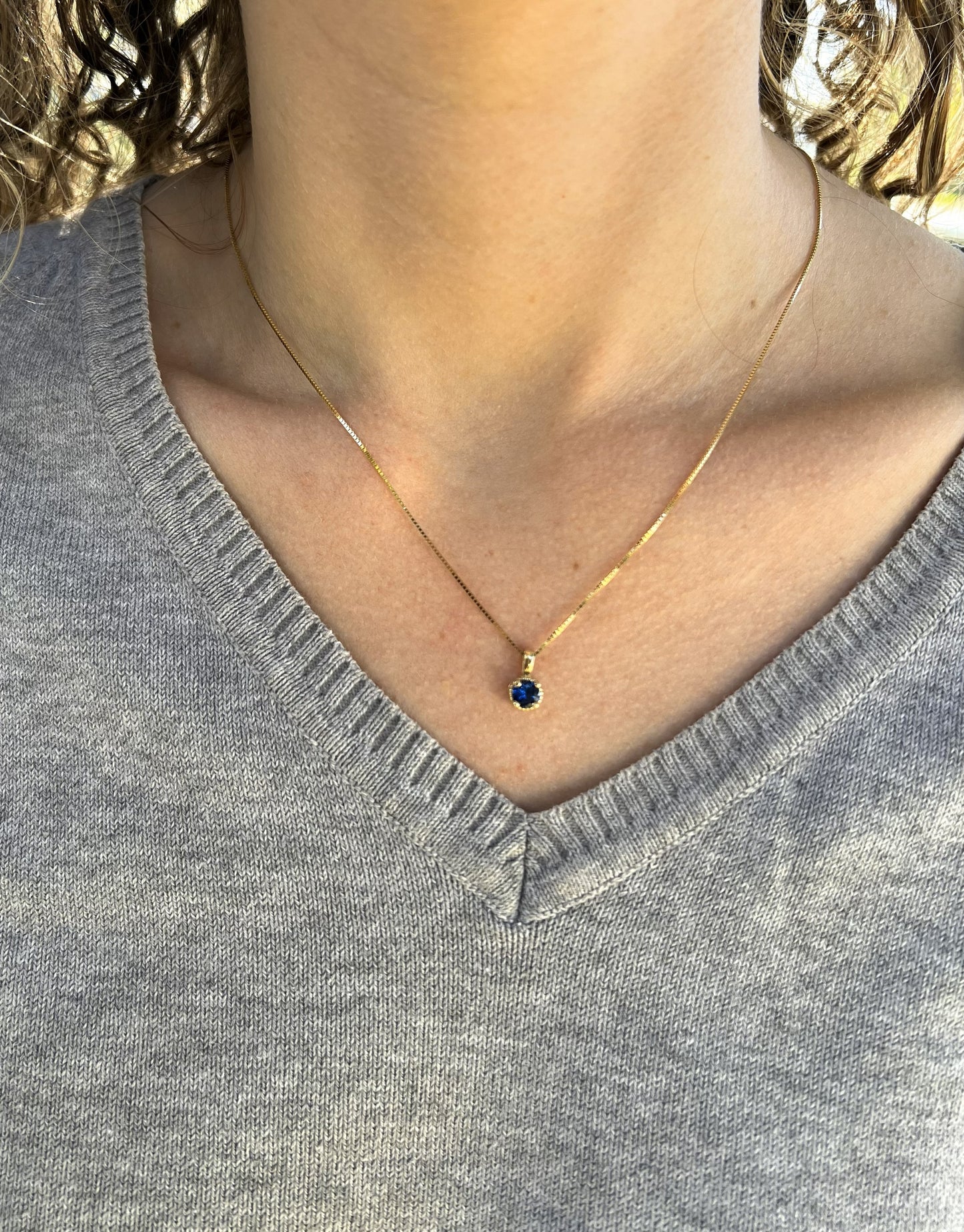 Solid 14K Gold Birthstone Pendant, 5mm Small Dainty Round Milgrain Beaded Charm for Women, Personalized Real Gold Birthday Gift for Her Stackable