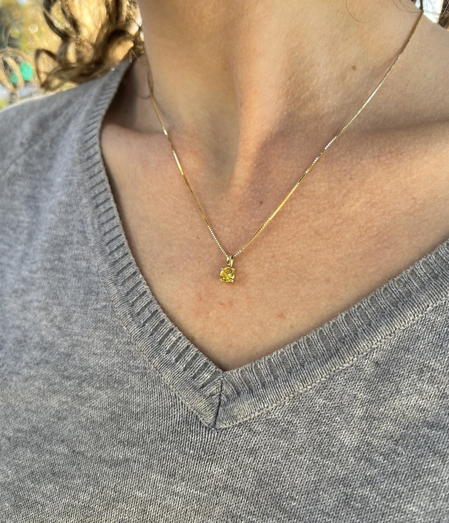 Solid 14K Gold Birthstone Necklace, 5mm Round Plain Charm Pendant for Women, Personalized Real Gold Birthday Gift for Her Stackable