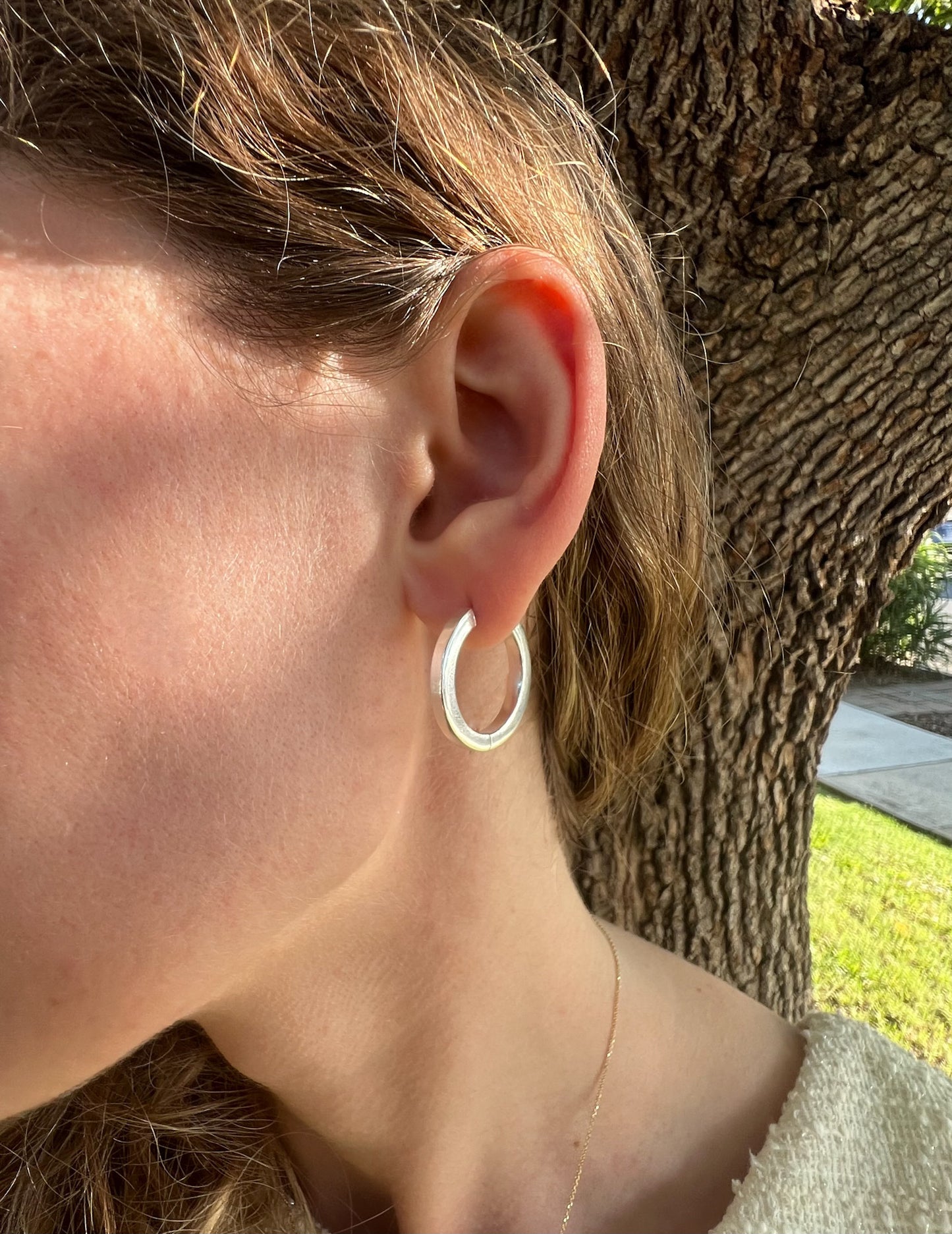 Solid 925 Sterling Silver Round Tube Hoop Earrings, Thick Silver Hoop Earrings, Premium Rhodium Plated Small to Medium Smooth Circular Hoops