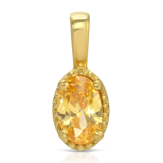 Solid 14K Gold Oval Birthstone Necklace, 925 Sterling Silver 6mm Grain Fancy Beaded Charm Pendant, Personalized Real Gold Birthday Gift for Her Stackable