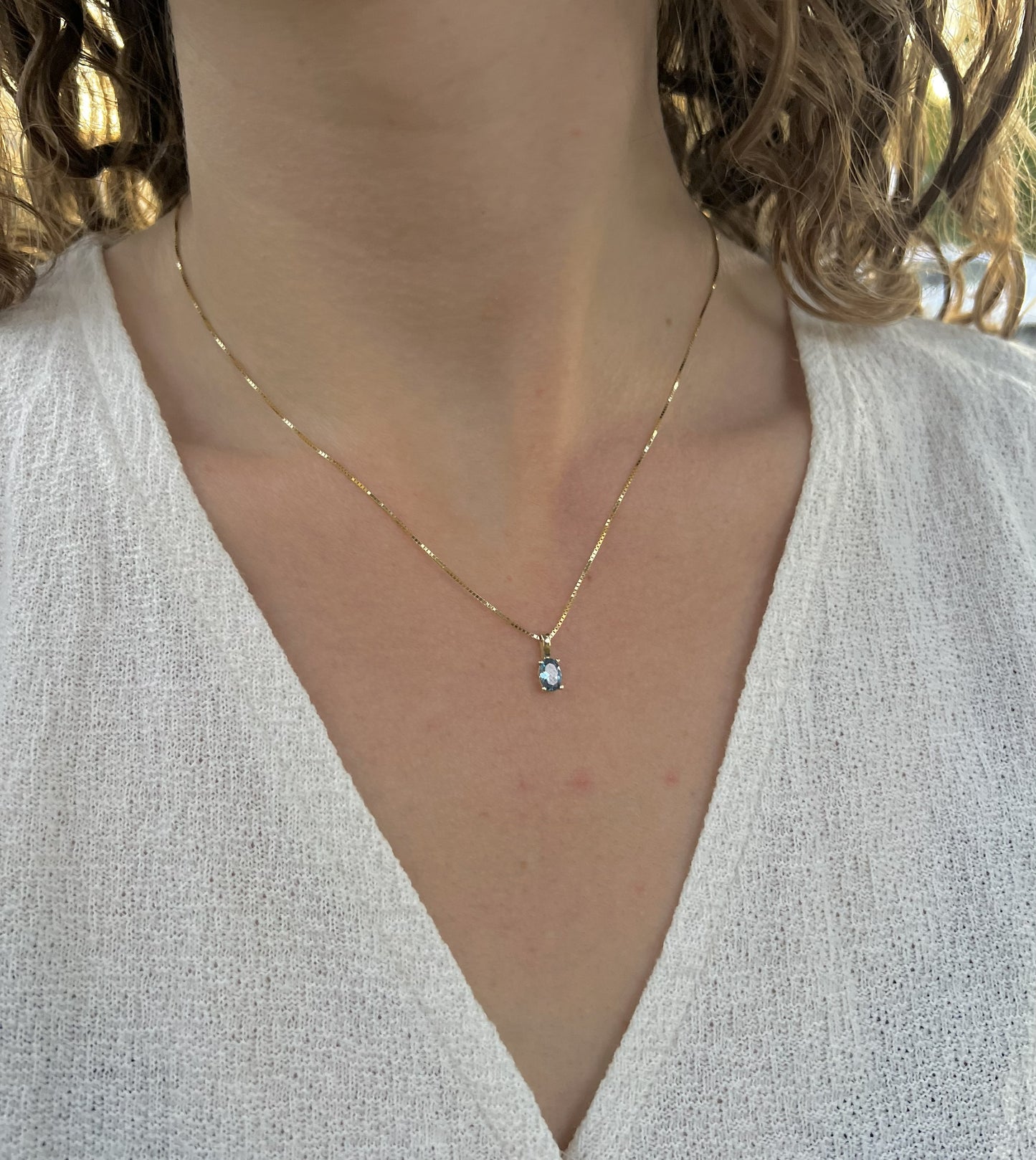 Solid 14K Gold Oval Birthstone Necklace, 925 Sterling Silver 6mm Dainty Solitaire Charm Pendant, Personalized Real Gold Birthday Gift for Her Stackable
