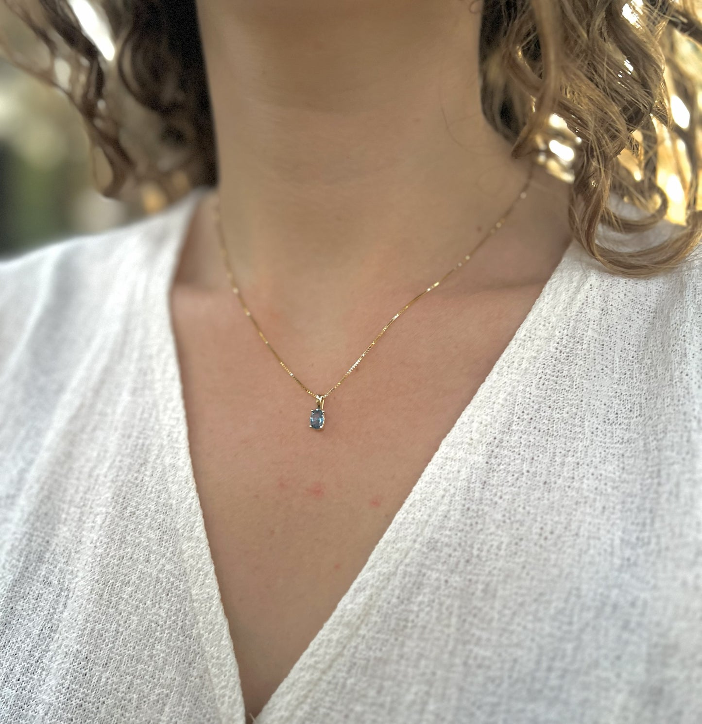 Solid 14K Gold Oval Birthstone Necklace, 925 Sterling Silver 6mm Dainty Solitaire Charm Pendant, Personalized Real Gold Birthday Gift for Her Stackable