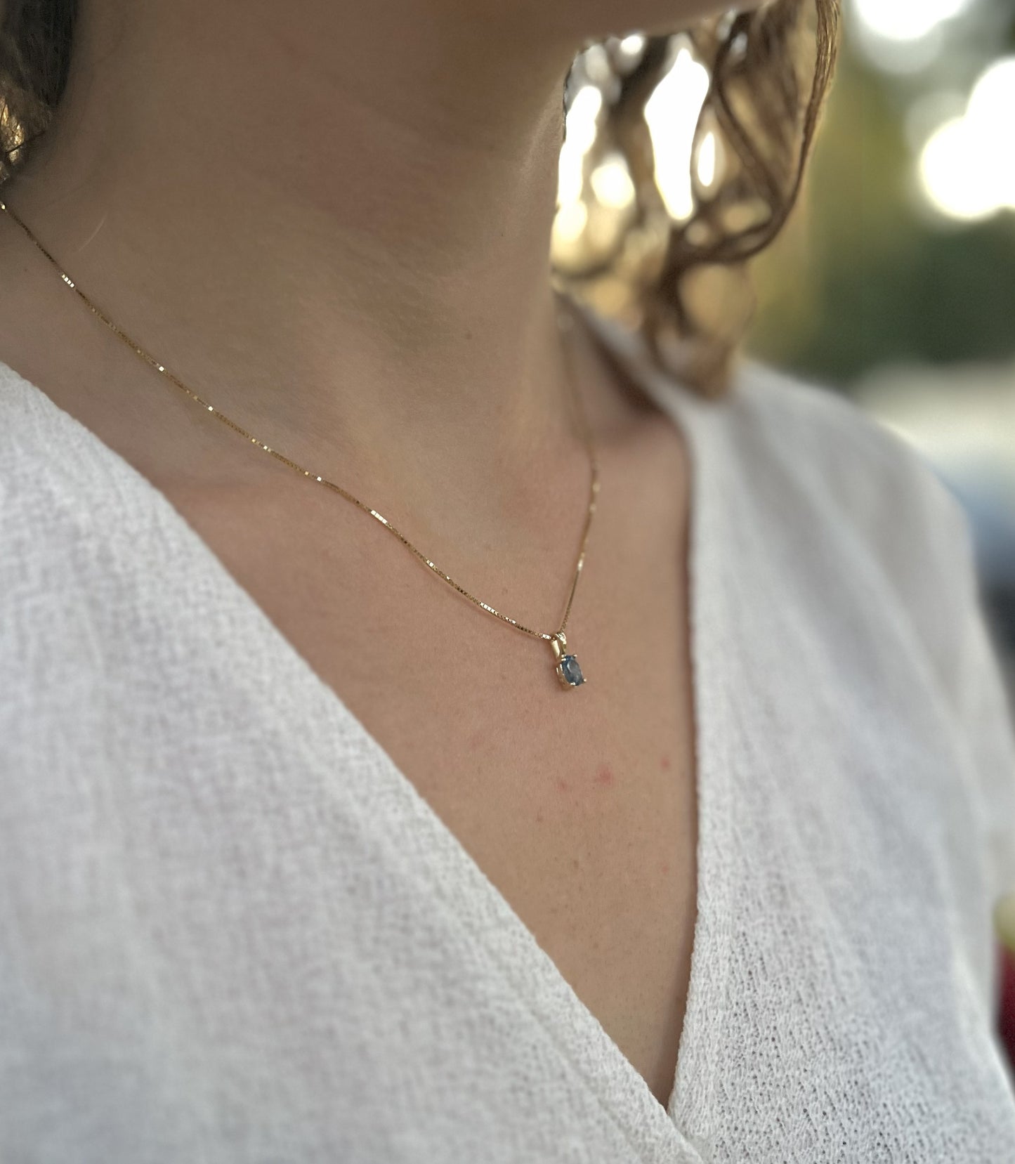 Solid 14K Gold Oval Birthstone Necklace, 925 Sterling Silver 6mm Dainty Solitaire Charm Pendant, Personalized Real Gold Birthday Gift for Her Stackable