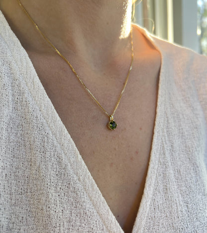 Solid 14K Gold Birthstone Pendant, 6mm Large Round Grain Fancy Beaded Charm for Women, Personalized Real Gold Birthday Gift for Her Stackable