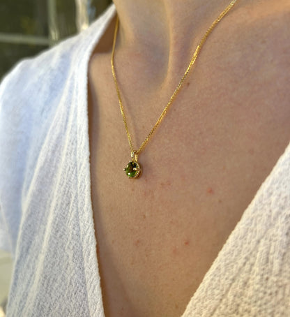 Solid 14K Gold Birthstone Pendant, 6mm Large Round Grain Fancy Beaded Charm for Women, Personalized Real Gold Birthday Gift for Her Stackable