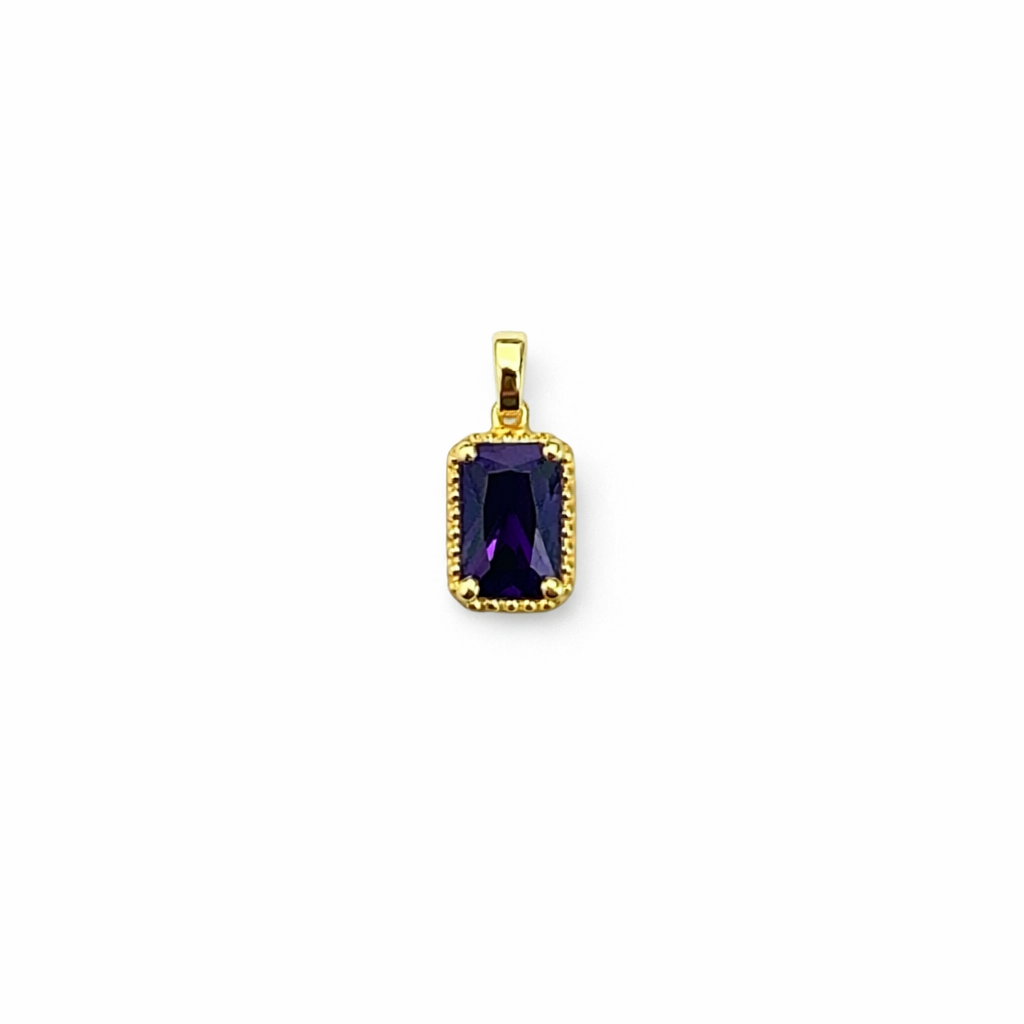 Solid 14K Gold Emerald Cut Birthstone Pendant, 925 Sterling Silver 6x4mm Dainty Rectangle Charm Necklace Personalized Gift for Her Stackable