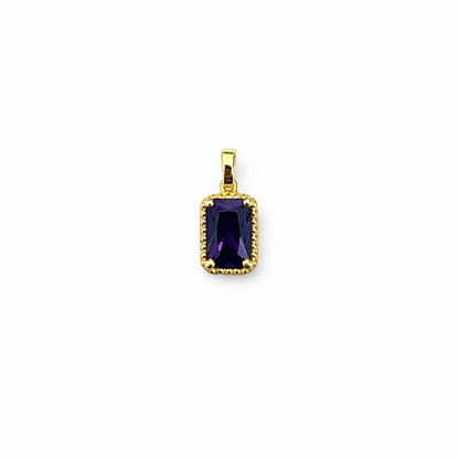 Solid 14K Gold Emerald Cut Birthstone Pendant, 925 Sterling Silver 6x4mm Dainty Rectangle Charm Necklace Personalized Gift for Her Stackable