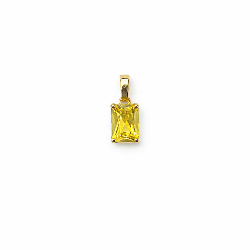 Solid 14K Gold Emerald Cut Birthstone Pendant, 925 Sterling Silver 6x4mm Dainty Rectangle Plain Necklace Personalized Gift for Her Stackable