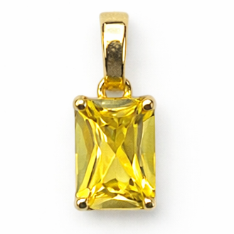Solid 14K Gold Emerald Cut Birthstone Pendant, 925 Sterling Silver 6x4mm Dainty Rectangle Plain Necklace Personalized Gift for Her Stackable