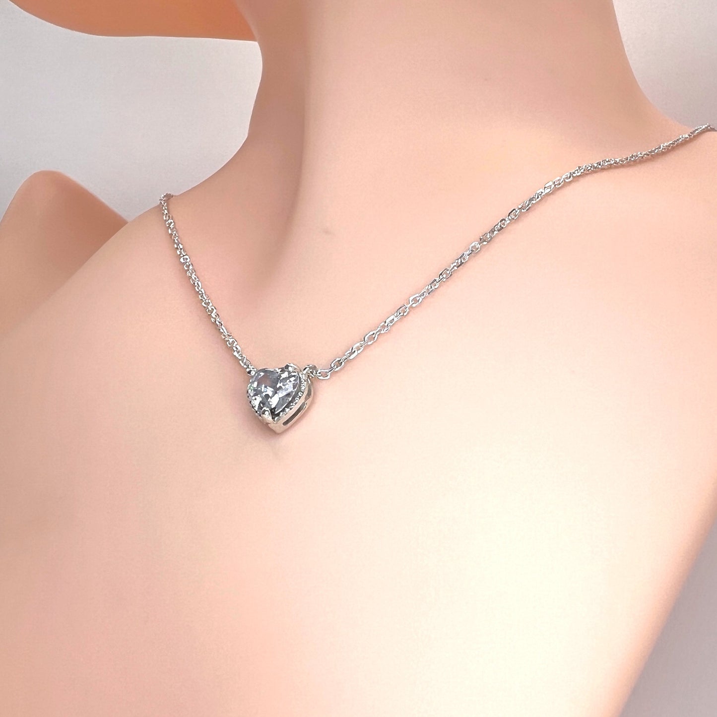 Solid 14K Gold Heart Birthstone Necklace, 925 Sterling Silver 6mm Grain Fancy Beaded Charm Pendant, Personalized Birthday Gift for Her
