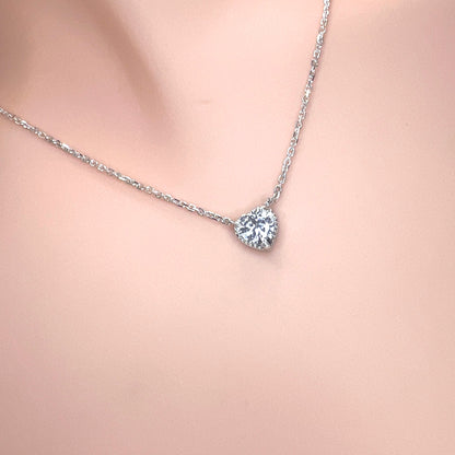 Solid 14K Gold Heart Birthstone Necklace, 925 Sterling Silver 6mm Grain Fancy Beaded Charm Pendant, Personalized Birthday Gift for Her