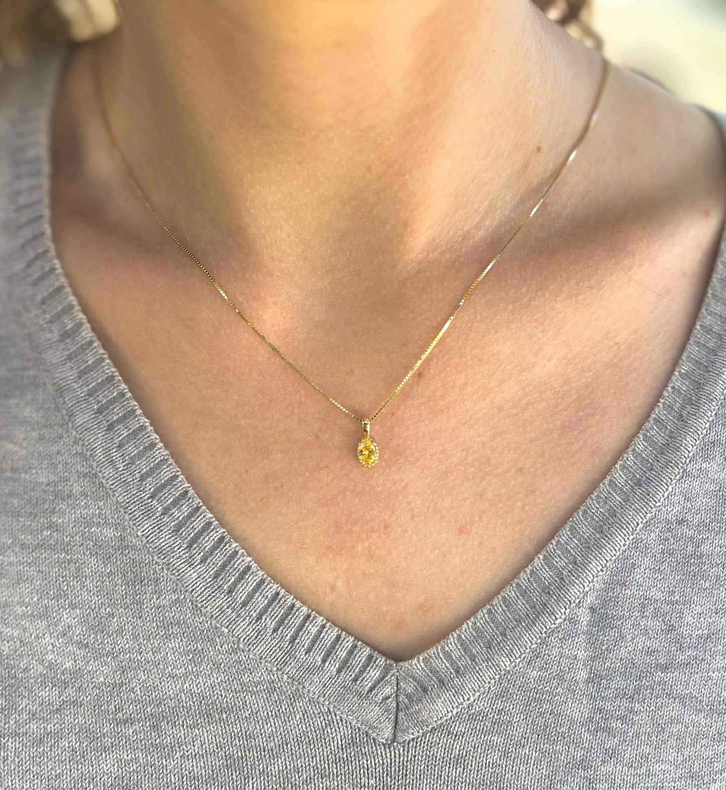 Solid 14K Gold Oval Birthstone Necklace, 925 Sterling Silver 6mm Grain Fancy Beaded Charm Pendant, Personalized Real Gold Birthday Gift for Her Stackable