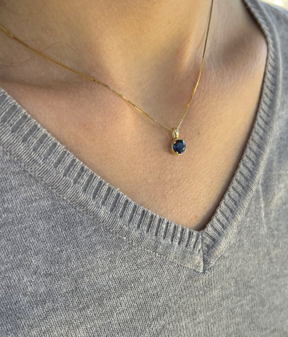 Solid 14K Gold Birthstone Pendant, 6mm Large Round Grain Fancy Beaded Charm for Women, Personalized Real Gold Birthday Gift for Her Stackable
