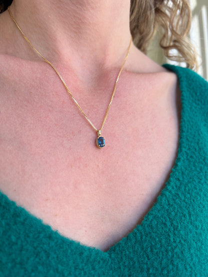 Solid 14K Gold Oval Birthstone Necklace, 925 Sterling Silver 7mm Grain Fancy Beaded Charm Pendant, Personalized Real Gold Birthday Gift for Her Stackable
