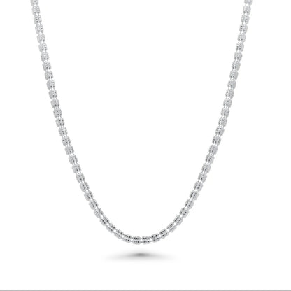 Solid 925 Sterling Silver Three Sided Ice Chain, Two Tone Gold & Rhodium Plated Bling Necklace for Men and Women Reversible Silver Ice Chain