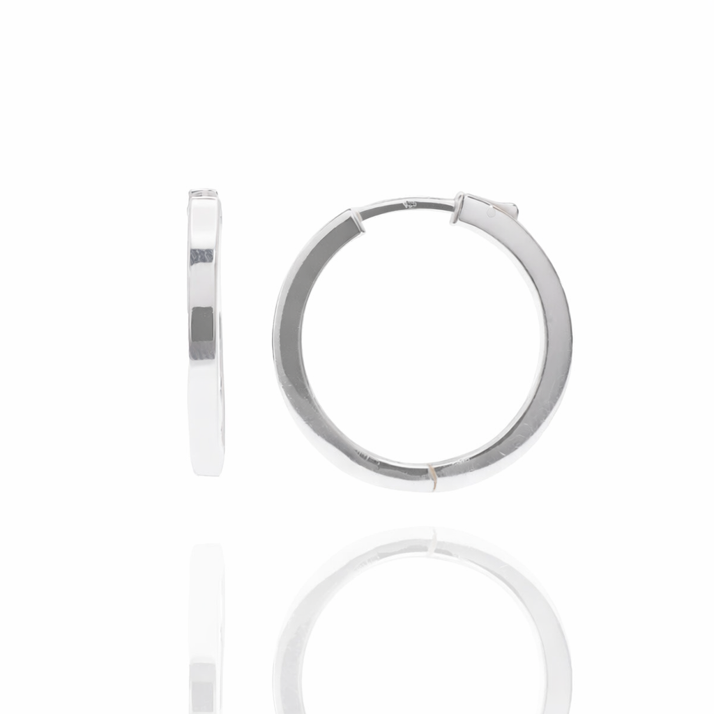 Solid 925 Sterling Silver Round Tube Hoop Earrings, Thick Silver Hoop Earrings, Premium Rhodium Plated Small to Medium Smooth Circular Hoops