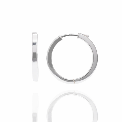 Solid 925 Sterling Silver Round Tube Hoop Earrings, Thick Silver Hoop Earrings, Premium Rhodium Plated Small to Medium Smooth Circular Hoops